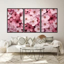 Kit Quadros Decorativos Flor Rosa