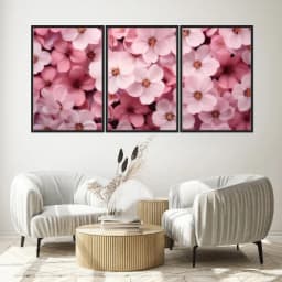 Kit Quadros Decorativos Flor Rosa