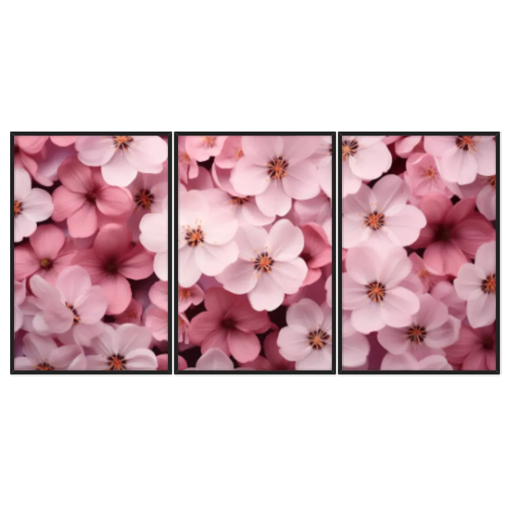 Kit Quadros Decorativos Flor Rosa