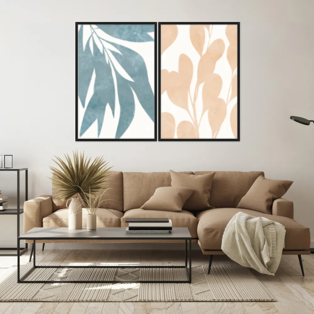 Kit Quadros Decorativos Planta Abstrata