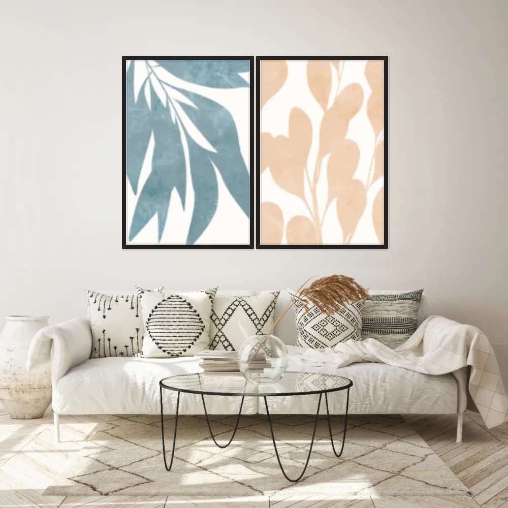 Kit Quadros Decorativos Planta Abstrata