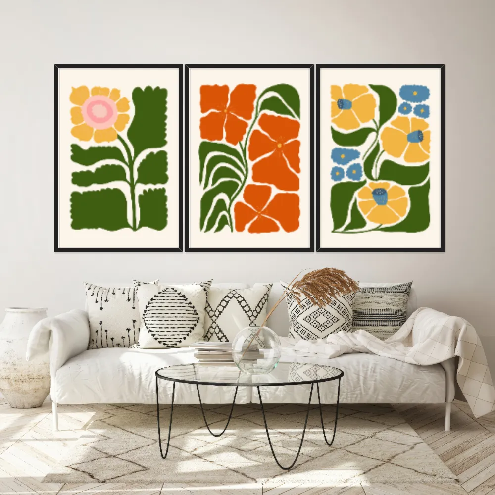 Kit Quadros Decorativos Flora Abstrata