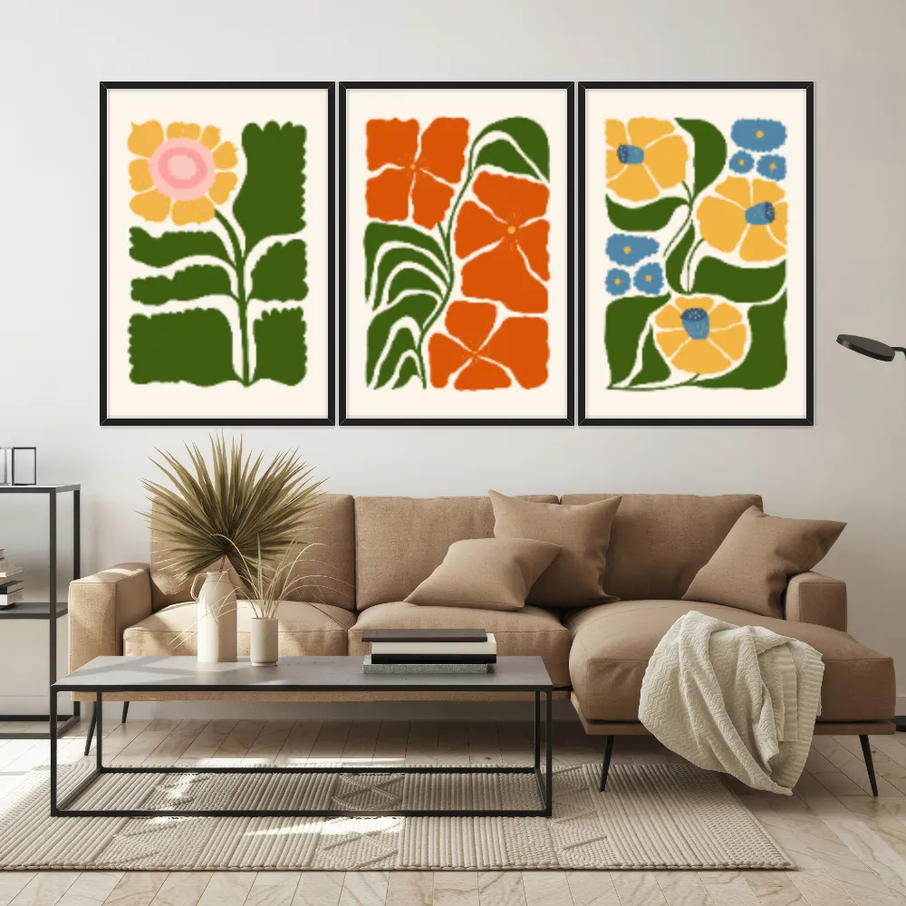Kit Quadros Decorativos Flora Abstrata