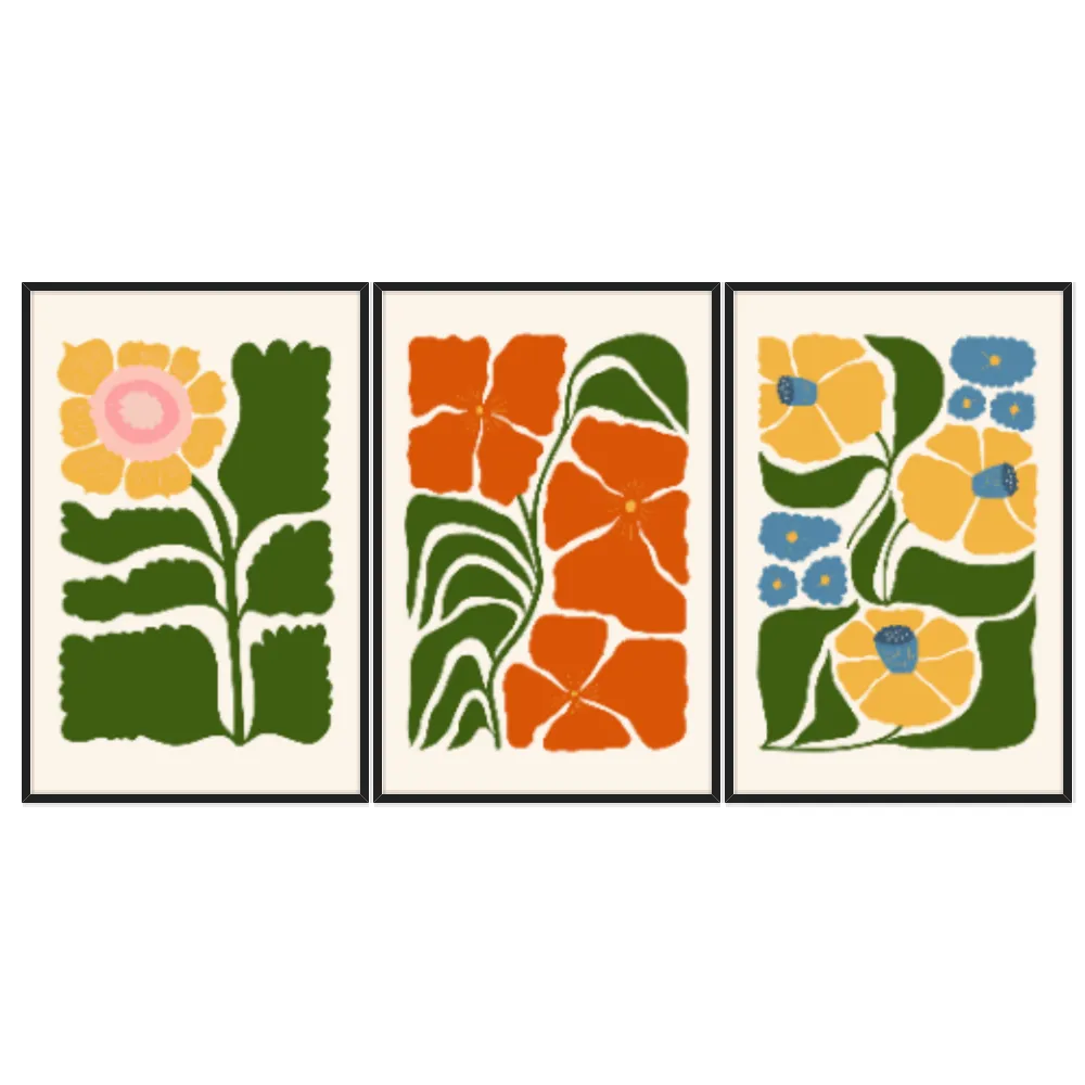 Kit Quadros Decorativos Flora Abstrata