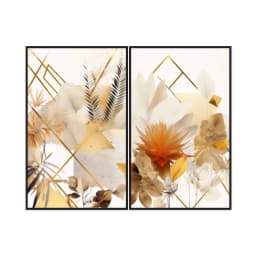 Kit Quadros Decorativos Flor Dourada