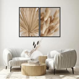 Kit Quadros Decorativos Pampas Marrom