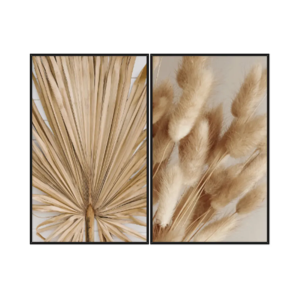 Kit Quadros Decorativos Pampas Marrom