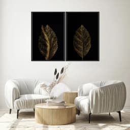 Kit Quadros Decorativos Planta Dourada