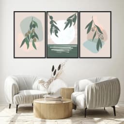 Kit Quadros Decorativos Planta Abstrata