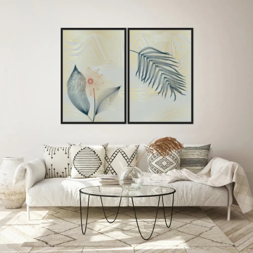 Kit Quadros Decorativos Planta Abstrata