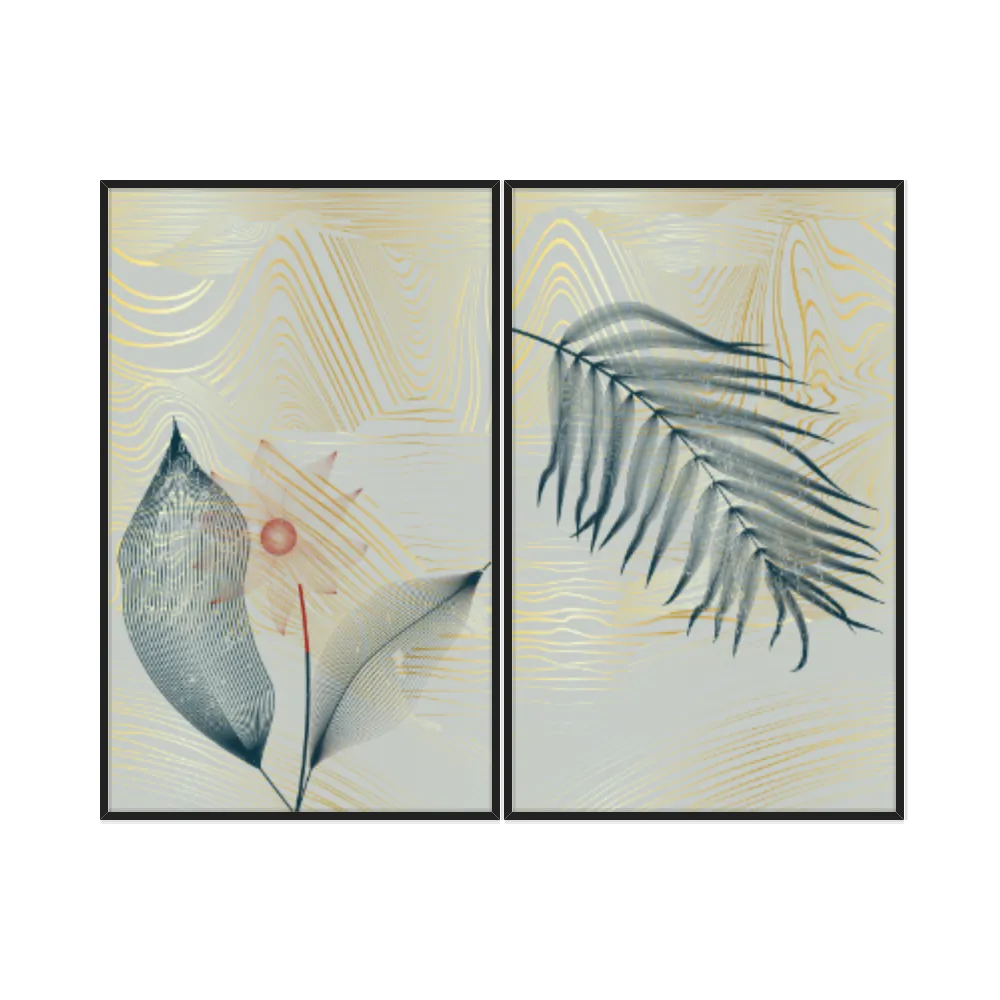 Kit Quadros Decorativos Planta Abstrata