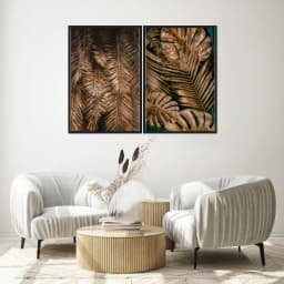 Kit Quadros Decorativos Costela De Adão Dourada