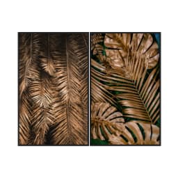 Kit Quadros Decorativos Costela De Adão Dourada