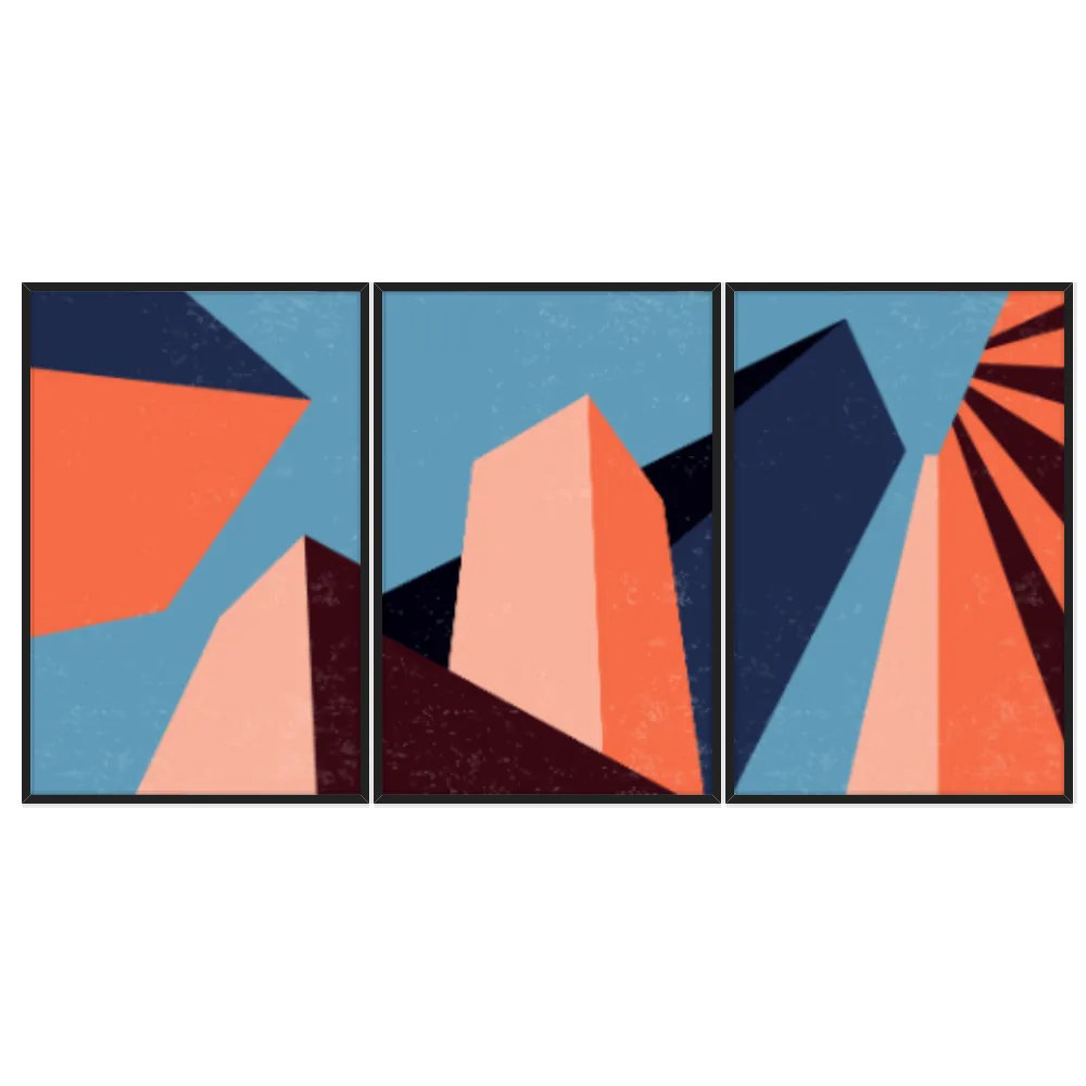 Kit Quadros Decorativos Abstrato Geométrico