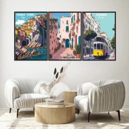 Kit Quadros Decorativos Portugal Espanha E Italia