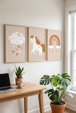 Kit Quadros Decorativos Unicórnio E Arco Íris