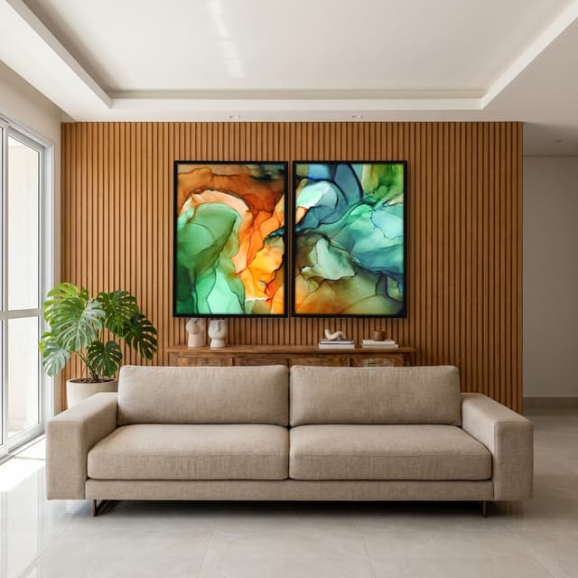 Kit Quadros Decorativos Pintura Abstrata