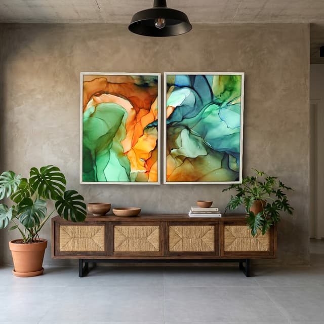 Kit Quadros Decorativos Pintura Abstrata