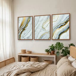 Kit Quadros Decorativos Mármore Dourado