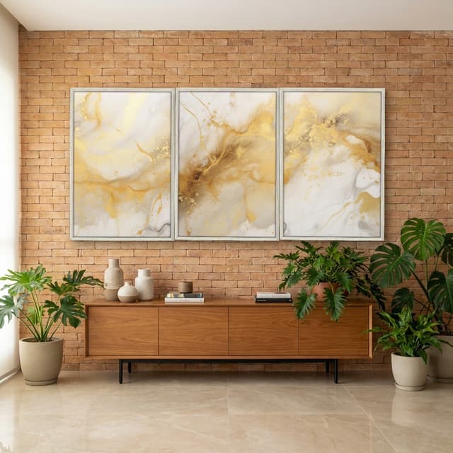 Kit Quadros Decorativos Mármore Dourado