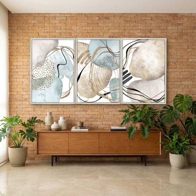 Kit Quadros Decorativos Abstrato Dourado