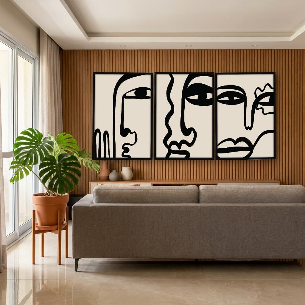 Kit Quadros Decorativos Linhas E Formas