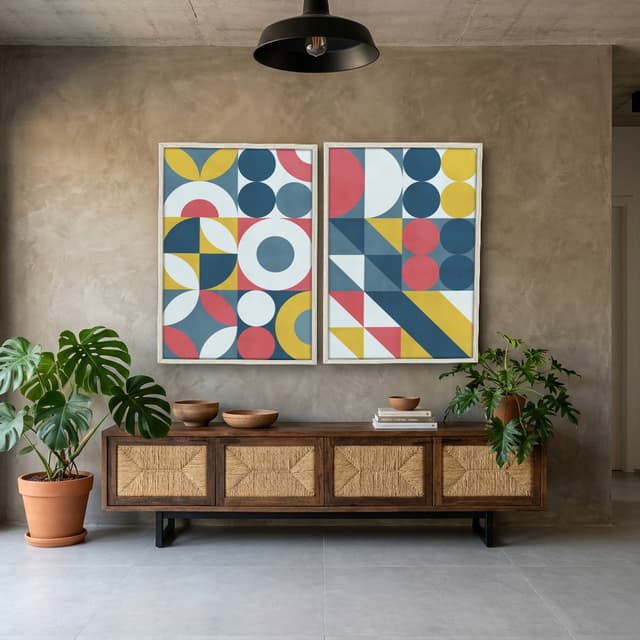 Kit Quadros Decorativos Geométrico