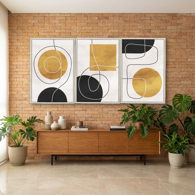Kit Quadros Decorativos Linhas E Formas