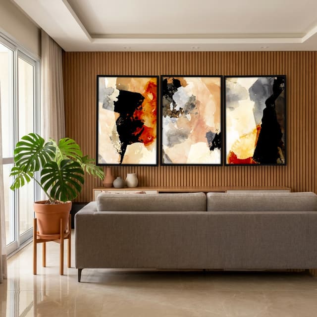 Kit Quadros Decorativos Pintura Abstrata