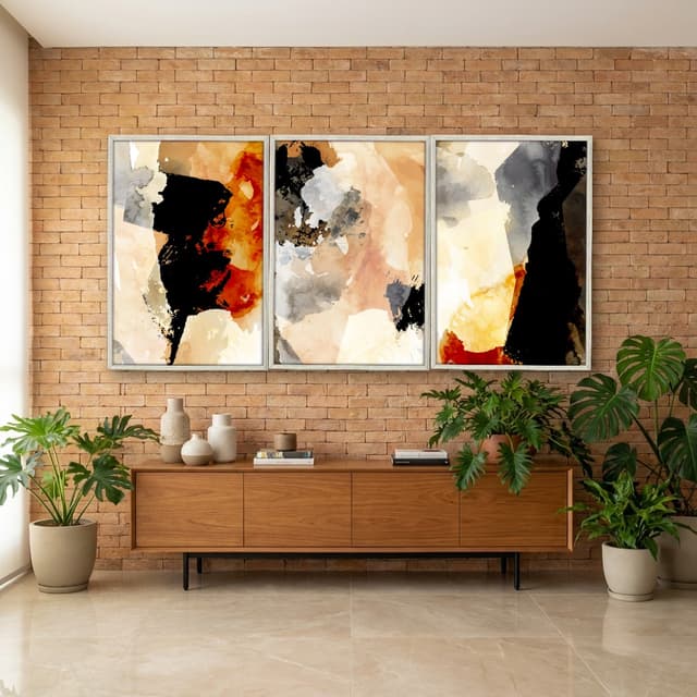 Kit Quadros Decorativos Pintura Abstrata