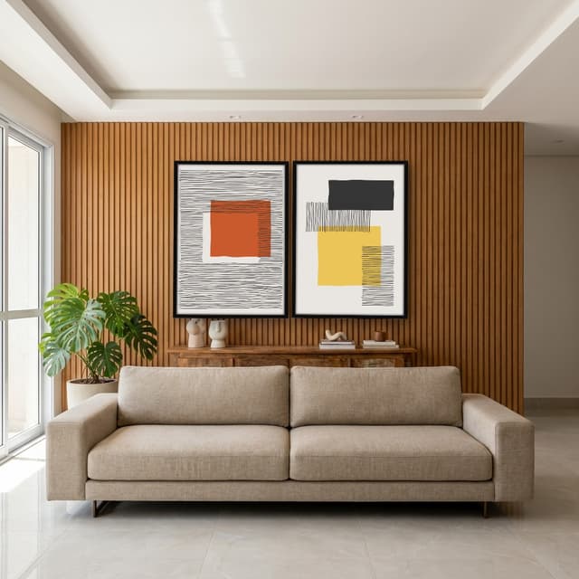 Kit Quadros Decorativos Linhas Minimalistas