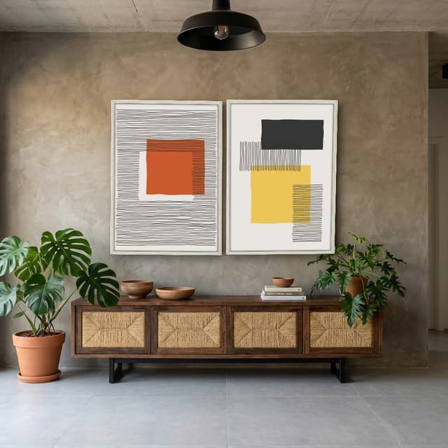 Kit Quadros Decorativos Linhas Minimalistas