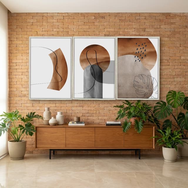 Kit Quadros Decorativos Abstrato Terracota