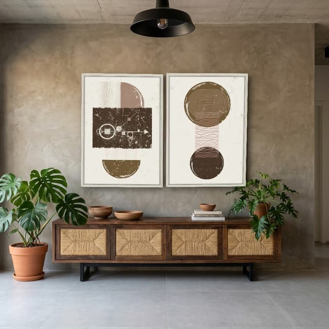Kit Quadros Decorativos Abstrato Boho