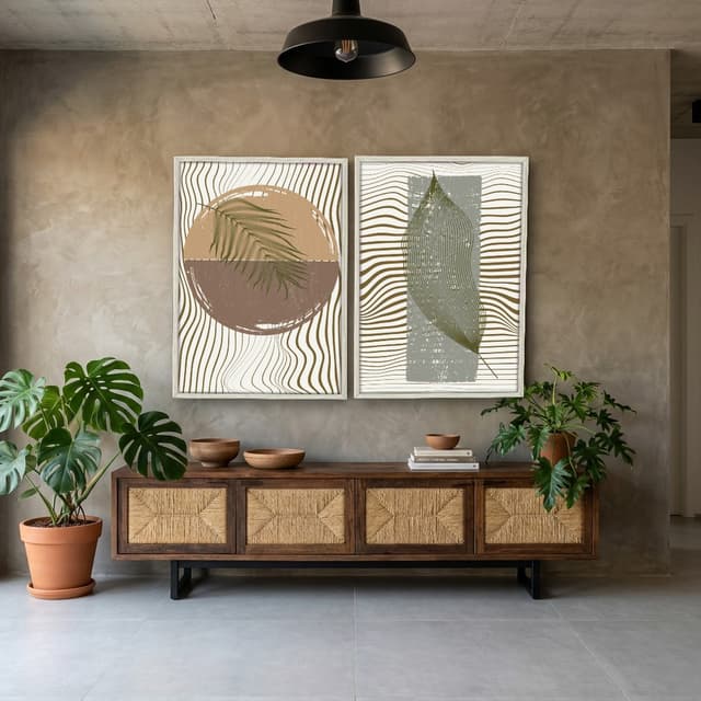 Kit Quadros Decorativos Folhas E Texturas