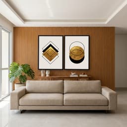 Kit Quadros Decorativos Formas Douradas