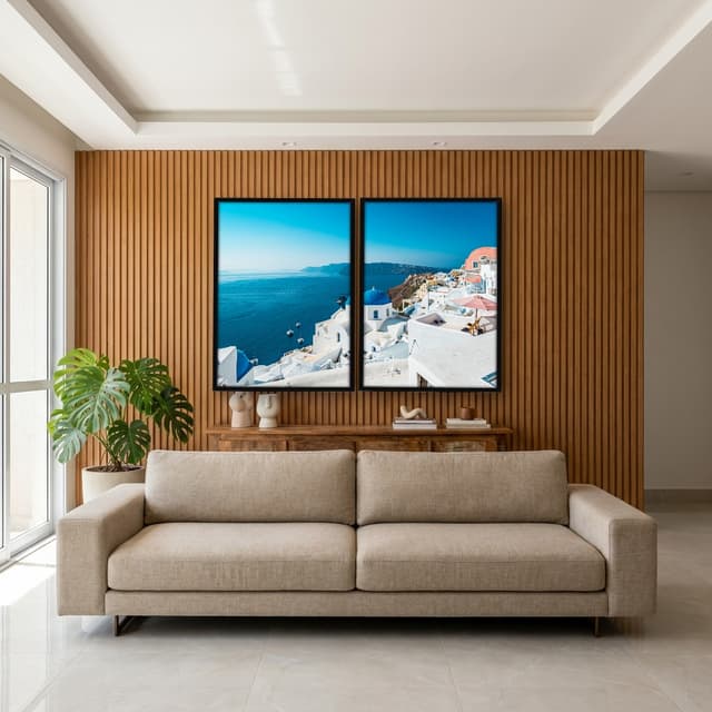 Kit Quadros Decorativos Ilha De Santorini Grecia