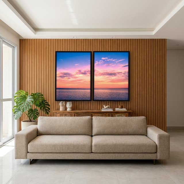 Kit Quadros Decorativos Praia Com Pôr Do Sol