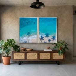 Kit Quadros Decorativos Sombra De Coqueiro No Mar