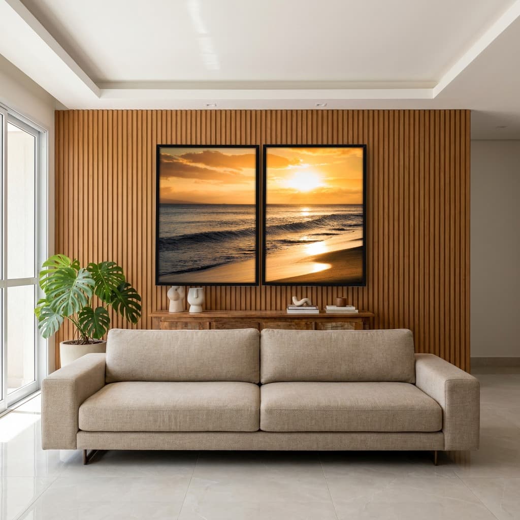 Kit Quadros Decorativos Praia Com Pôr Do Sol