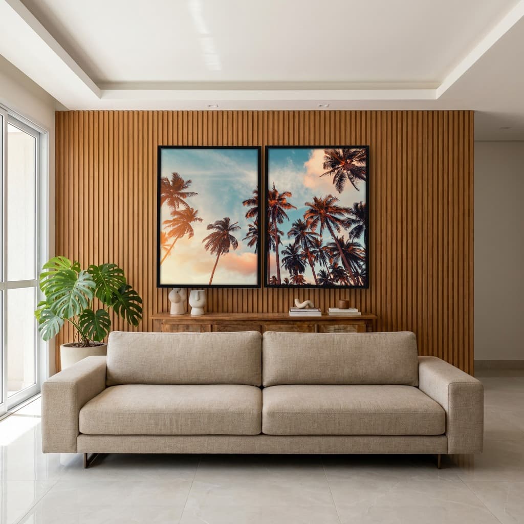 Kit Quadros Decorativos Coqueiro Com Vista Para O Céu