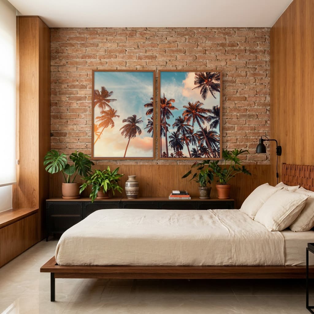 Kit Quadros Decorativos Coqueiro Com Vista Para O Céu