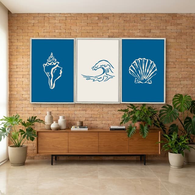 Kit Quadros Decorativos Minimalismo De Praia