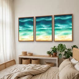 Kit Quadros Decorativos Pintura De Mar Com Areia