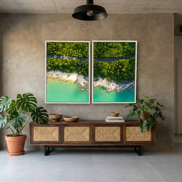 Kit Quadros Decorativos Estrada Com Vista Para O Mar