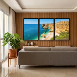 Kit Quadros Decorativos Mar Verde Com Montanhas