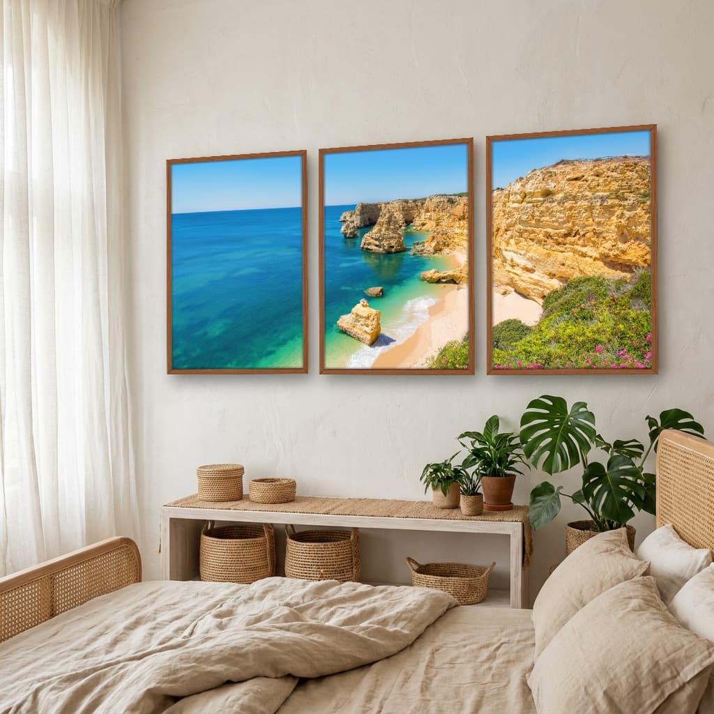 Kit Quadros Decorativos Mar Verde Com Montanhas