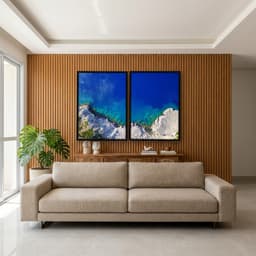 Kit Quadros Decorativos Mar Azul Com Montanha