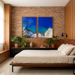 Kit Quadros Decorativos Mar Azul Com Montanha