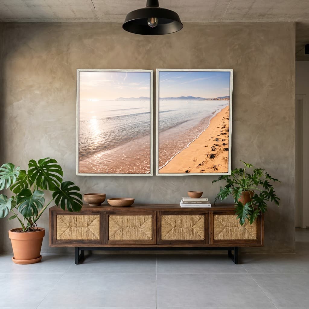 Kit Quadros Decorativos Praia Com Pôr Do Sol